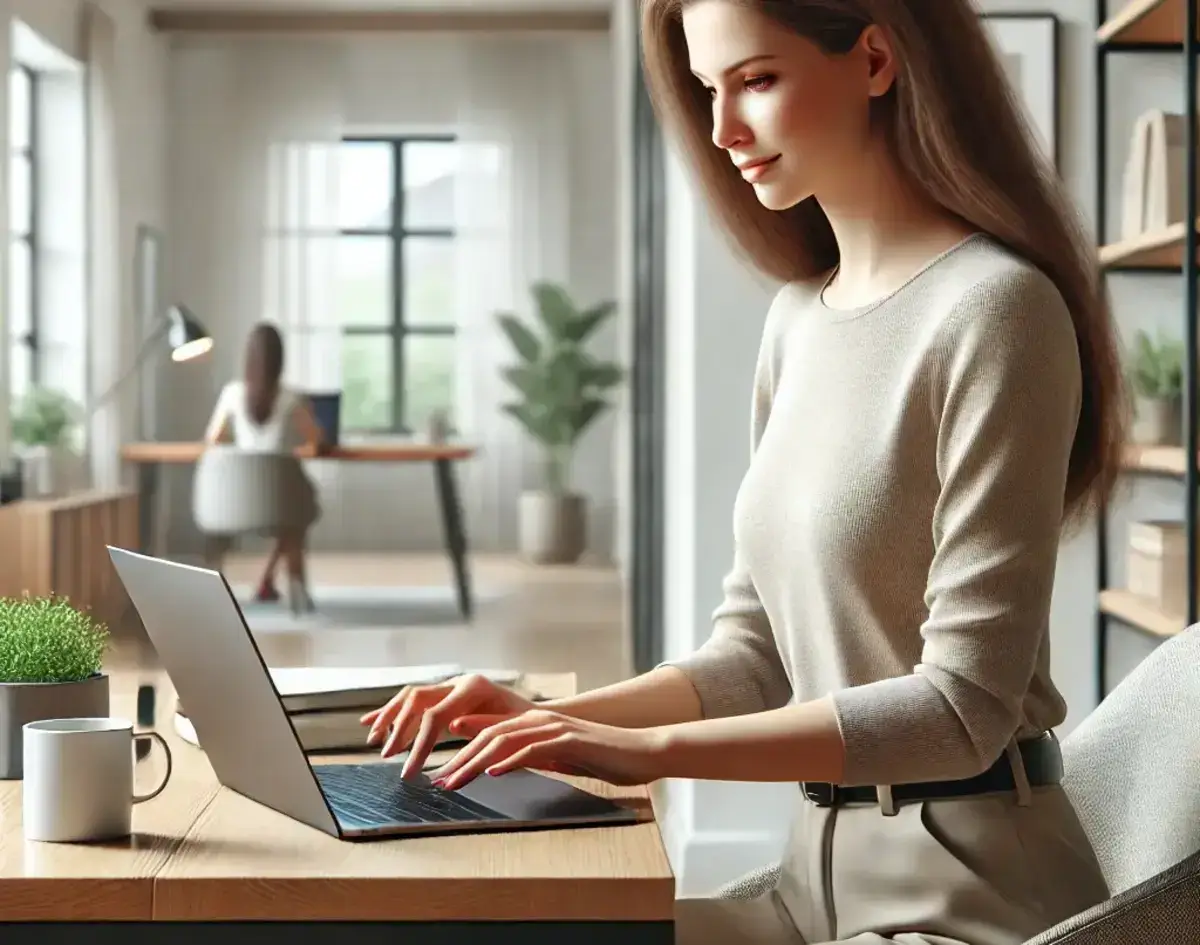 an image of a woman typing on a laptop looking for what is afterpay single use