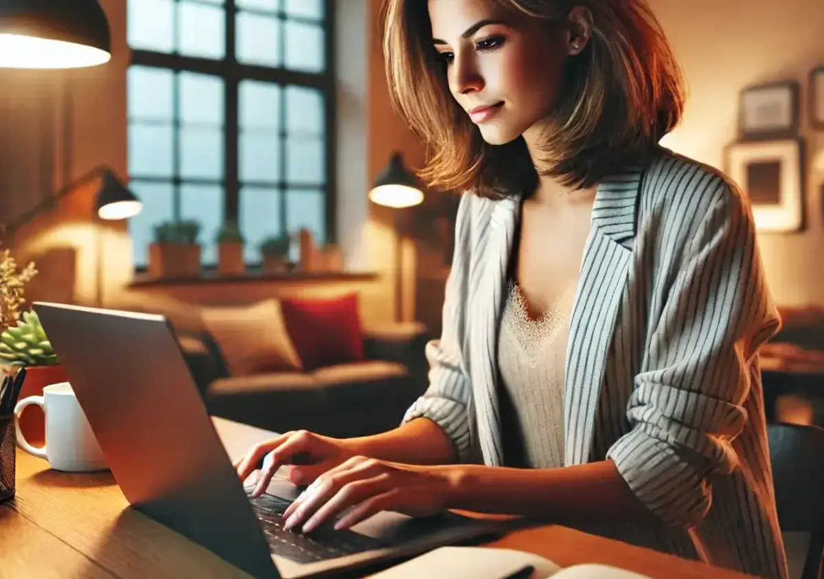 a woman sitting at a desk typing on her laptop looking at how to unlock Bank of America account